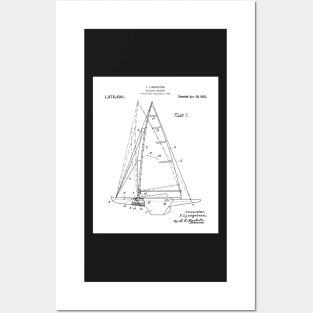 Sailing Yacht Patent - Sailor Lake House Decor Art - White Posters and Art